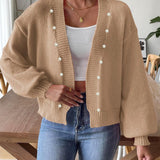 Pearl Open Front Long Sleeve Cardigan