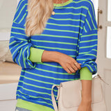 Lovelet Striped Contrast Long Sleeve Sweatshirt