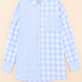 Pocketed Plaid Dropped Shoulder Shirt