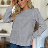 Textured Round Neck Long Sleeve Sweatshirt