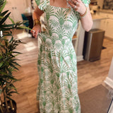 Summer Ways 2 Piece Flutter Sleeve Set - Green Deco Palm