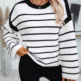 Striped Round Neck Long Sleeve Sweater