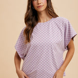 Annie Wear Checkered Round Neck Short Sleeve T-Shirt