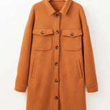 Textured Button Down Collared Neck Coat