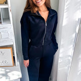 Spanx | AirEssentials Long Sleeve Wide Leg Jumpsuit - Black