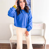 Comfort Cropped Pullover- Royal