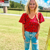 Paisley Party Animal Top - Red/Black