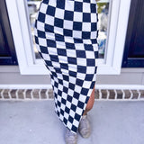 Checkered Skirt- Black/White