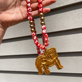 Red And White Long Bulldog Necklace