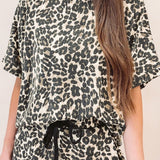 Leopard Round Neck Top and Shorts Set