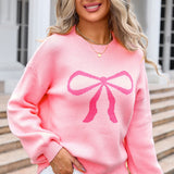 Bow Round Neck Long Sleeve Sweater