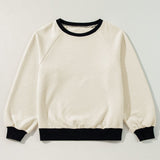 Texture Contrast Long Sleeve Sweatshirt