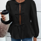 Peplum Tied Long Sleeve Blouse