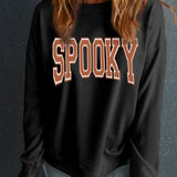 SPOOKY Round Neck Long Sleeve Sweatshirt