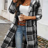 Devine Plaid Long Sleeve Hooded Coat