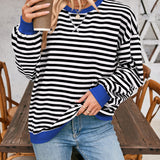 Lovelet Contrast Striped Long Sleeve Sweatshirt