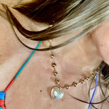 Water Resistant 8MM Beaded Chain + Pearl Puffy Heart - Final Sale
