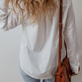 Eyelet Button Down Long Sleeve Shirt