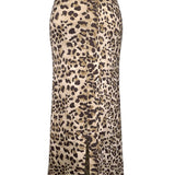 Honey Slit Leopard Midi Skirt