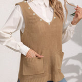 Slit V-Neck Sweater Vest