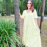 Karlie Check Plaid Jacquard Puff Sleeve Maxi Dress - Yellow