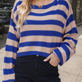 Striped Dropped Shoulder Long Sleeve Sweater