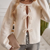 Devine Tied Round Neck Dropped Shoulder Cardigan