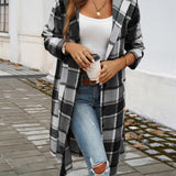 Devine Plaid Long Sleeve Hooded Coat