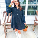 Here For You Denim Dress- Black