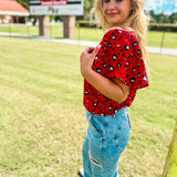 Paisley Party Animal Top - Red/Black