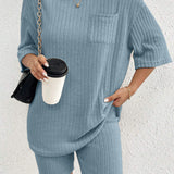 Ribbed Round Neck Top and Shorts Set