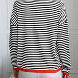 Contrast Trim Striped V-Neck Long Sleeve Knit Top