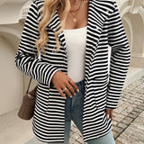 Devine Striped Long Sleeve Hooded Outerwear