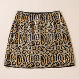 Sequin Leopard Mini Skirt