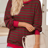 Lovelet Striped Contrast Long Sleeve Sweatshirt