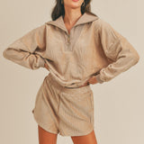 MABLE Corduroy Half Zip Top and Shorts Set