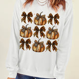 Pumpkin & Bow Graphic Long Sleeve Sweatshirt