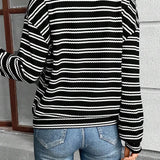 Striped Half Zip Long Sleeve Top