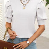 Mandy Mock Neck Puff Sleeve Sweater