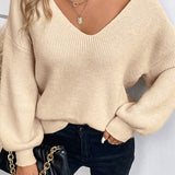 Tied Back V-Neck Long Sleeve Sweater