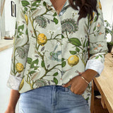 Printed Collared Neck Long Sleeve Shirt