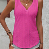 Eyelet V-Neck Wide Strap Tank