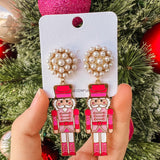 Holiday Nutcracker Earrings- Hot Pink *FINAL SALE*