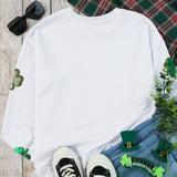 Lucky Clover Round Neck Long Sleeve Sweatshirt