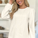 Textured Round Neck Long Sleeve Sweatshirt