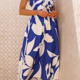 Ruched Printed Single Shoulder Dress