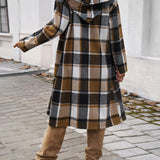 Devine Plaid Long Sleeve Hooded Coat