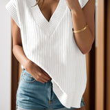 V-Neck Cap Sleeve Knit Vest