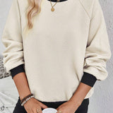 Texture Contrast Long Sleeve Sweatshirt