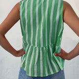 Tied Striped Round Neck Tank